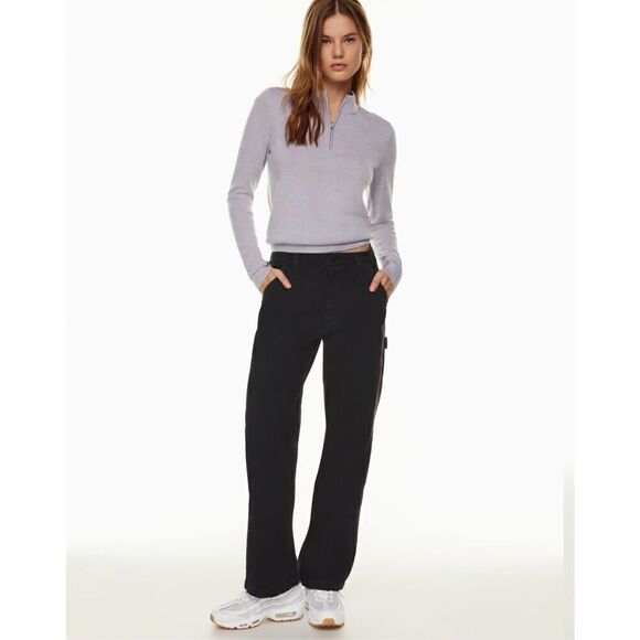 TNA Aritzia Women’s Black Mid Weight Stretch Twill High Rise Utility Carpenter G - Picture 1 of 13